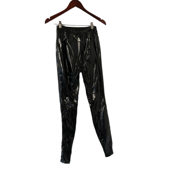 BNWT House of CB Haridan Black Patent Stretch Vinyl Trousers Size Large - Picture 7 of 15
